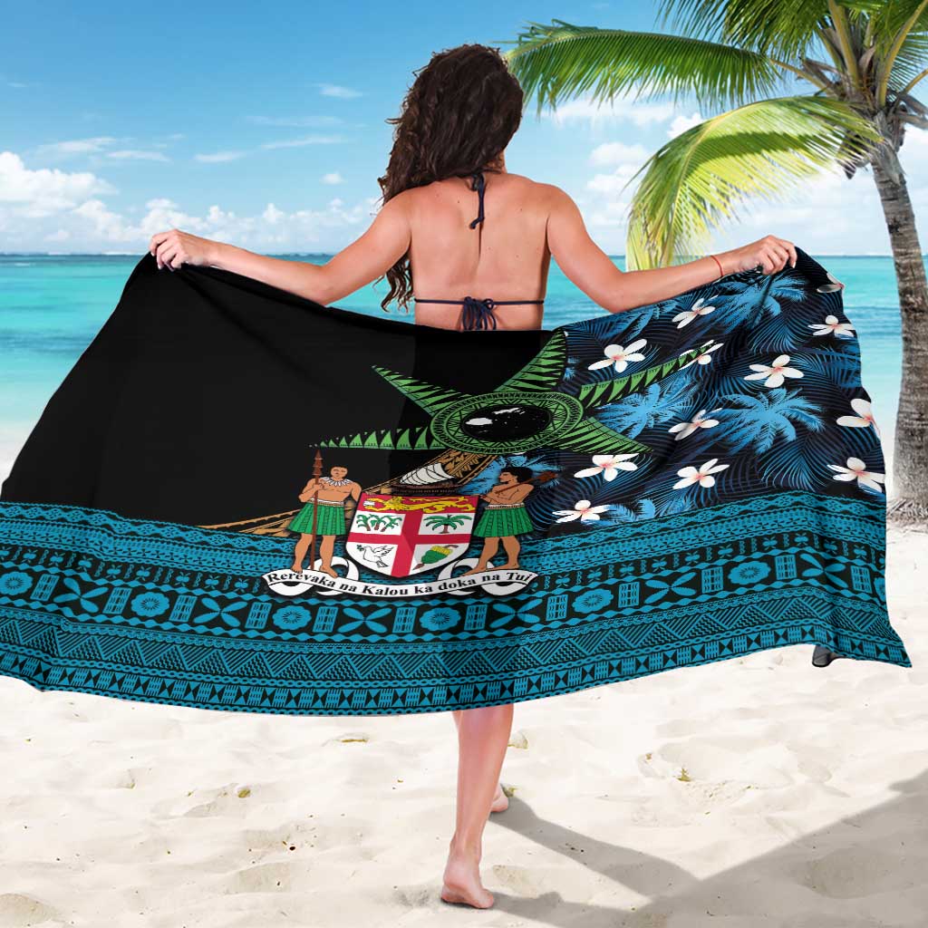 Fiji Day Sarong Palm Tree With Plumeria Tapa Tribal Pattern