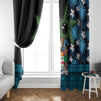 Fiji Day Window Curtain Palm Tree With Plumeria Tapa Tribal Pattern