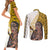 Maori Warrior Couples Matching Short Sleeve Bodycon Dress and Long Sleeve Button Shirts Silver Fern New Zealand Map With Kowhaiwhai Pattern LT03 - Polynesian Pride