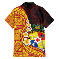 Tonga Culture Family Matching Long Sleeve Bodycon Dress and Hawaiian Shirt Ngatu Pattern with Plumeria and Hibiscus LT03 - Polynesian Pride