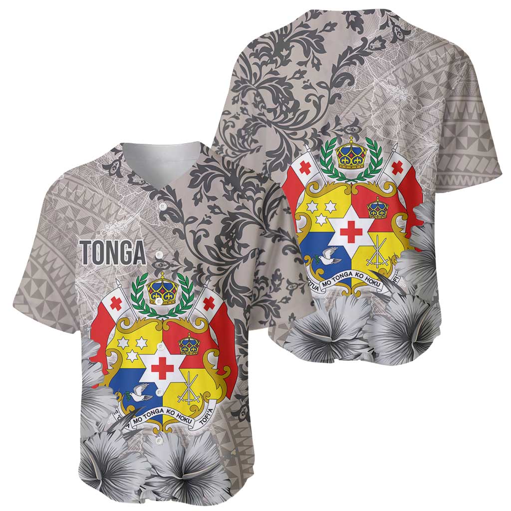 Tonga Culture Baseball Jersey Ngatu Pattern and Blooming Hibiscus LT03 - Polynesian Pride