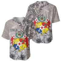 Tonga Culture Baseball Jersey Ngatu Pattern and Blooming Hibiscus LT03 - Polynesian Pride
