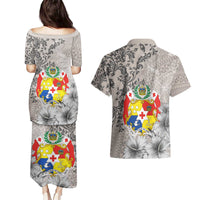Tonga Culture Couples Matching Puletasi and Hawaiian Shirt Ngatu Pattern and Blooming Hibiscus LT03 - Polynesian Pride