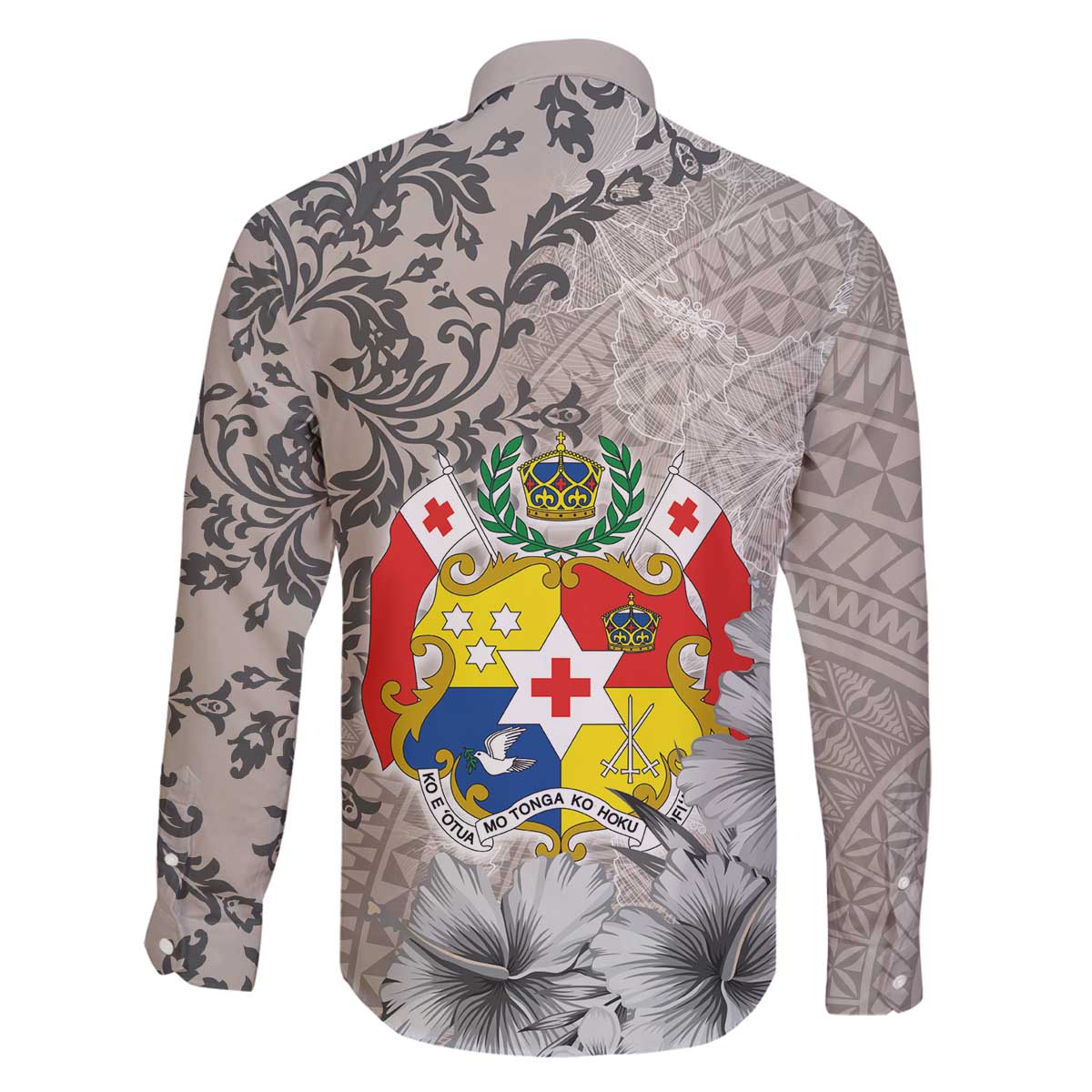 Tonga Culture Family Matching Off The Shoulder Long Sleeve Dress and Hawaiian Shirt Ngatu Pattern and Blooming Hibiscus LT03 - Polynesian Pride