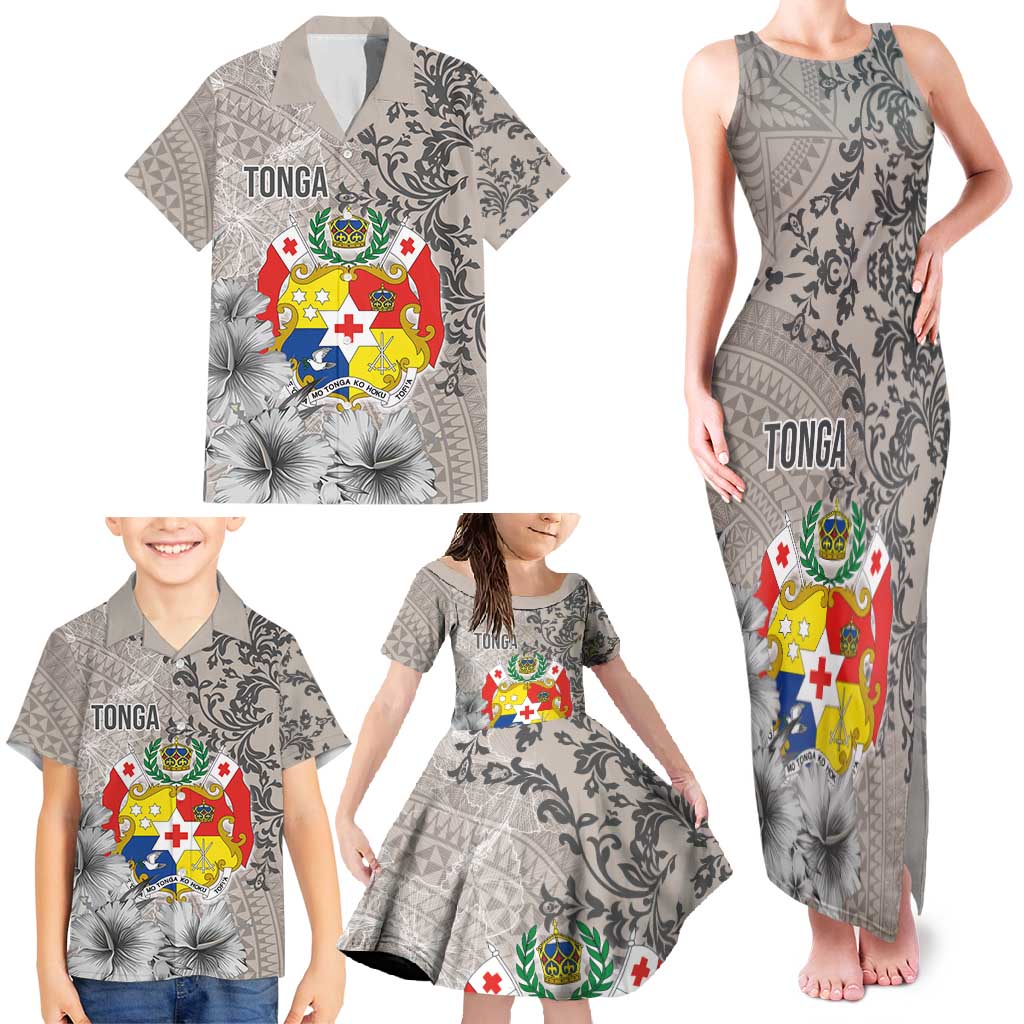 Tonga Culture Family Matching Tank Maxi Dress and Hawaiian Shirt Ngatu Pattern and Blooming Hibiscus LT03 - Polynesian Pride
