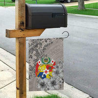 Tonga Culture Garden Flag Ngatu Pattern and Blooming Hibiscus