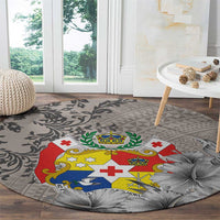 Tonga Culture Round Carpet Ngatu Pattern and Blooming Hibiscus LT03 - Polynesian Pride
