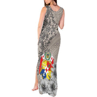 Tonga Culture Tank Maxi Dress Ngatu Pattern and Blooming Hibiscus