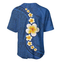 Polynesian Hibiscus and Plumeria with Tapa Pattern Baseball Jersey Blue Color LT03 - Polynesian Pride