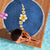 Polynesian Hibiscus and Plumeria with Tapa Pattern Beach Blanket Blue Color