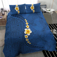Polynesian Hibiscus and Plumeria with Tapa Pattern Bedding Set Blue Color LT03 - Polynesian Pride