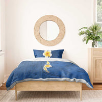 Polynesian Hibiscus and Plumeria with Tapa Pattern Bedding Set Blue Color LT03 - Polynesian Pride
