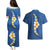 Polynesian Hibiscus and Plumeria with Tapa Pattern Couples Matching Puletasi and Hawaiian Shirt Blue Color