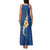 Polynesian Hibiscus and Plumeria with Tapa Pattern Family Matching Tank Maxi Dress and Hawaiian Shirt Blue Color