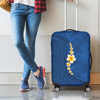 Polynesian Hibiscus and Plumeria with Tapa Pattern Luggage Cover Blue Color LT03 - Polynesian Pride