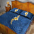 Polynesian Hibiscus and Plumeria with Tapa Pattern Quilt Bed Set Blue Color
