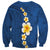 Polynesian Hibiscus and Plumeria with Tapa Pattern Sweatshirt Blue Color