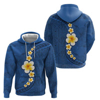 Polynesian Hibiscus and Plumeria with Tapa Pattern Zip Hoodie Blue Color LT03 - Polynesian Pride