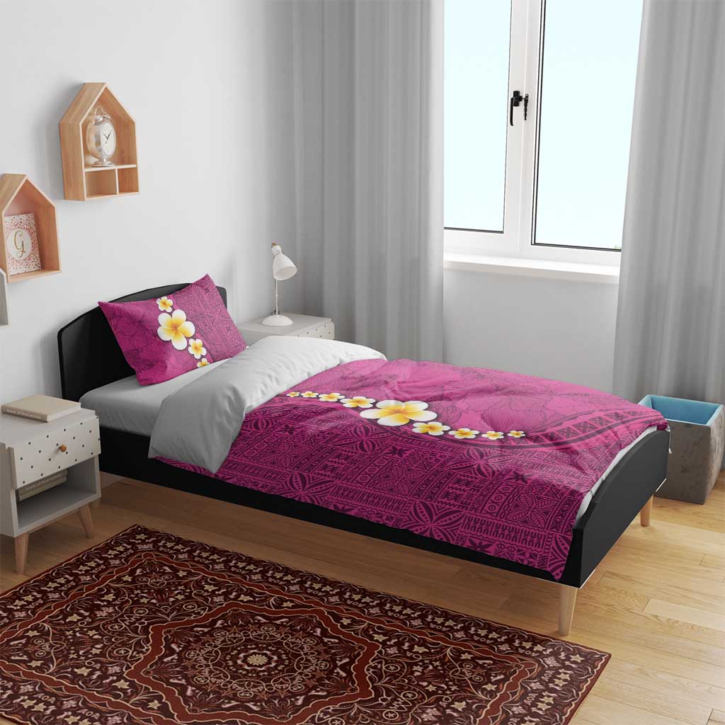 Polynesian Hibiscus and Plumeria with Tapa Pattern Bedding Set Pink Color LT03 - Polynesian Pride