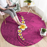 Polynesian Hibiscus and Plumeria with Tapa Pattern Round Carpet Pink Color LT03 - Polynesian Pride