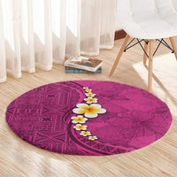 Polynesian Hibiscus and Plumeria with Tapa Pattern Round Carpet Pink Color LT03 - Polynesian Pride