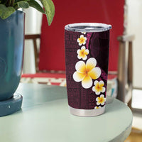 Polynesian Hibiscus and Plumeria with Tapa Pattern Tumbler Cup Pink Color