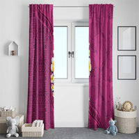 Polynesian Hibiscus and Plumeria with Tapa Pattern Window Curtain Pink Color