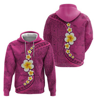 Polynesian Hibiscus and Plumeria with Tapa Pattern Zip Hoodie Pink Color LT03 - Polynesian Pride