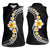 Pacific Hibiscus and Plumeria with Tapa Pattern Women Sleeveless Polo Shirt Black Color