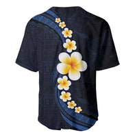 Pacific Hibiscus and Plumeria with Tapa Pattern Baseball Jersey Dark Blue Color LT03 - Polynesian Pride