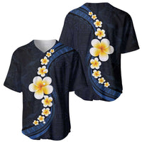 Pacific Hibiscus and Plumeria with Tapa Pattern Baseball Jersey Dark Blue Color LT03 - Polynesian Pride