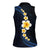 Pacific Hibiscus and Plumeria with Tapa Pattern Women Sleeveless Polo Shirt Dark Blue Color