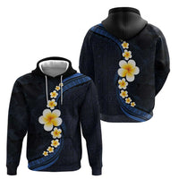Pacific Hibiscus and Plumeria with Tapa Pattern Zip Hoodie Dark Blue Color LT03 - Polynesian Pride