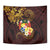 Tonga Ngatu and Hibiscus with Polynesian Tattoo Tapestry Gold and Oxblood Color