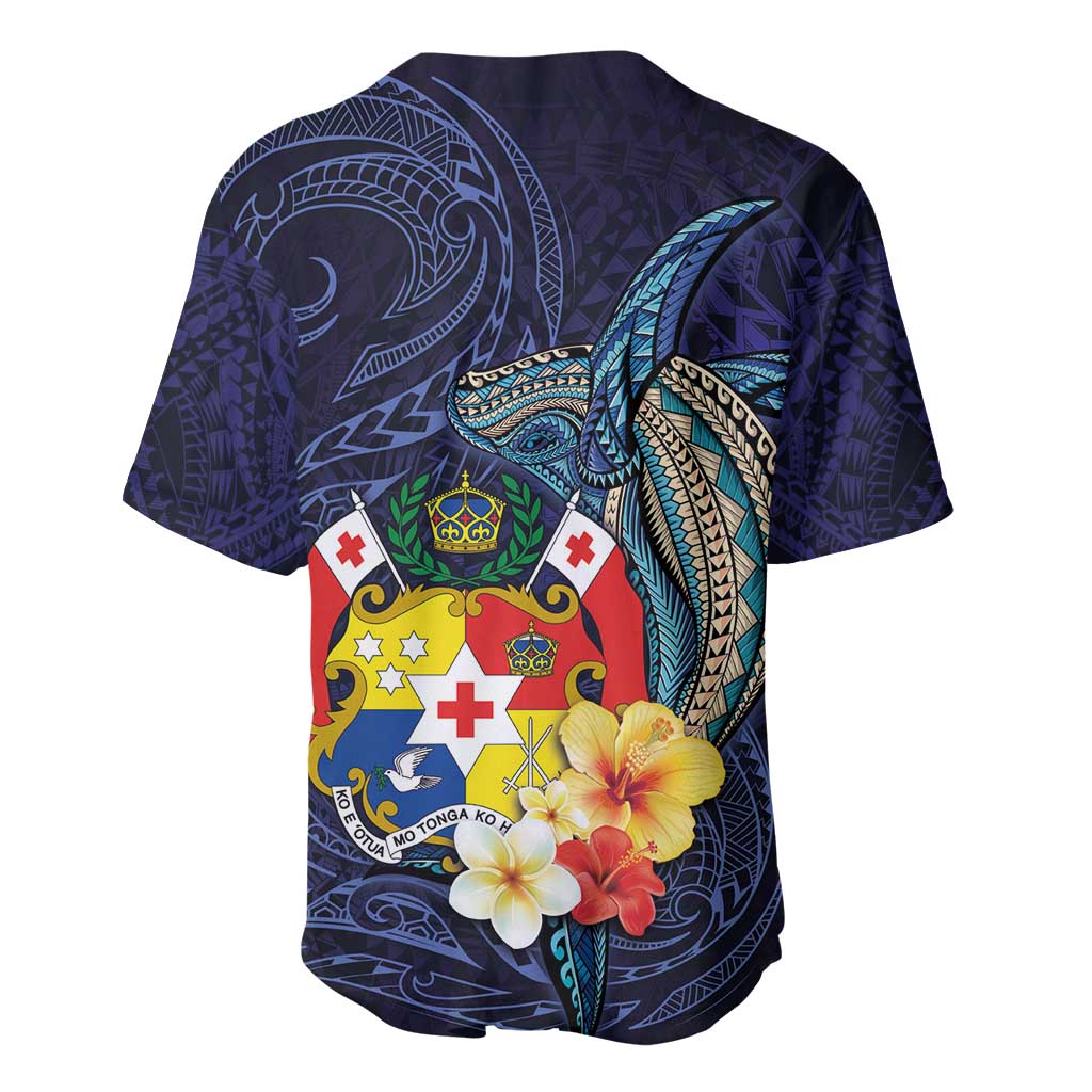 Tonga Vava'u Humpback Whale Blue Water Baseball Jersey Polynesian Hibiscus Flowers LT03 - Polynesian Pride