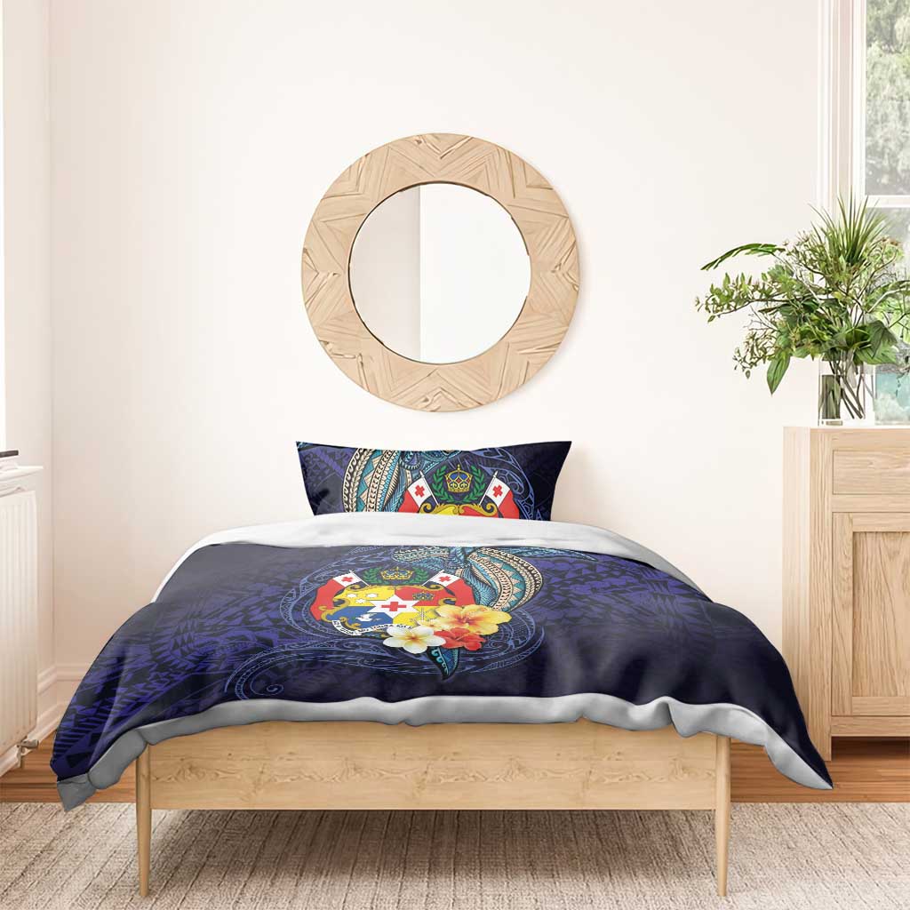 Tonga Vava'u Humpback Whale Blue Water Bedding Set Polynesian Hibiscus Flowers LT03 - Polynesian Pride