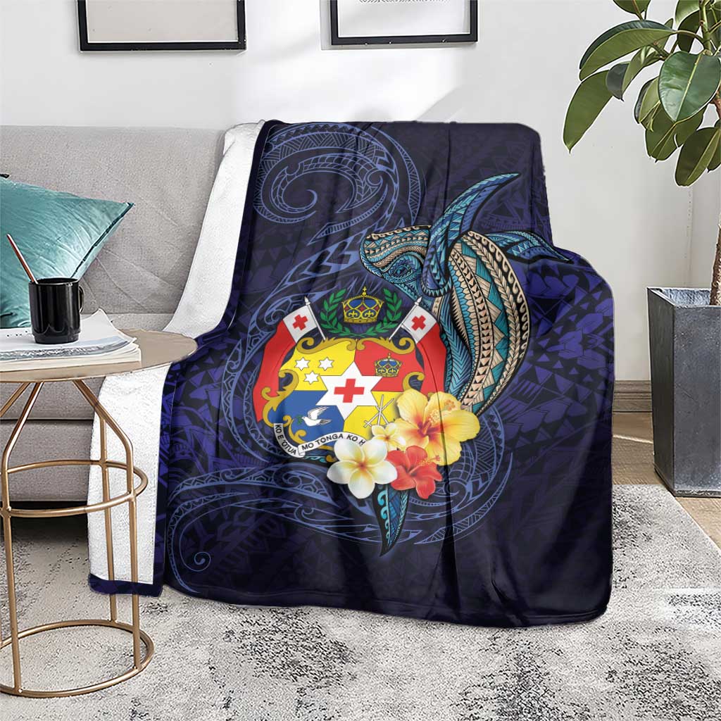 Tonga Vava'u Humpback Whale Blue Water Blanket Polynesian Hibiscus Flowers LT03 - Polynesian Pride