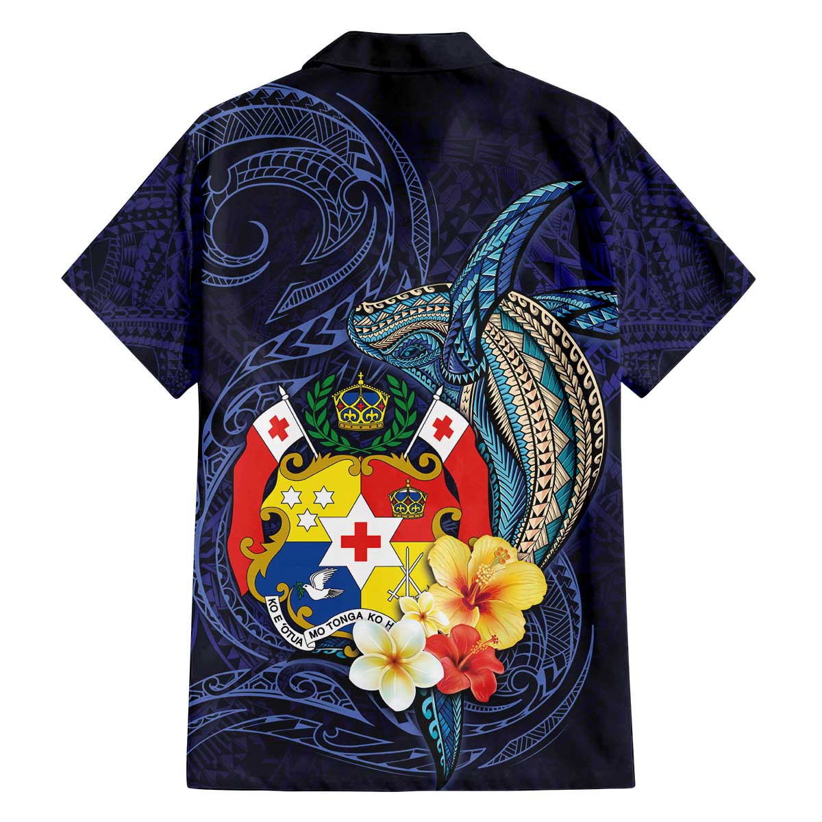 Tonga Vava'u Humpback Whale Blue Water Family Matching Off The Shoulder Long Sleeve Dress and Hawaiian Shirt Polynesian Hibiscus Flowers LT03 - Polynesian Pride