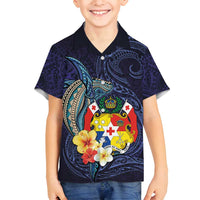 Tonga Vava'u Humpback Whale Blue Water Family Matching Tank Maxi Dress and Hawaiian Shirt Polynesian Hibiscus Flowers LT03 Son's Shirt Blue - Polynesian Pride