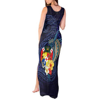 Tonga Vava'u Humpback Whale Blue Water Tank Maxi Dress Polynesian Hibiscus Flowers LT03 - Polynesian Pride