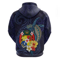 Tonga Vava'u Humpback Whale Blue Water Zip Hoodie Polynesian Hibiscus Flowers LT03 - Polynesian Pride