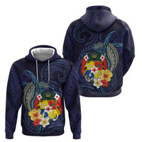 Tonga Vava'u Humpback Whale Blue Water Zip Hoodie Polynesian Hibiscus Flowers LT03 - Polynesian Pride