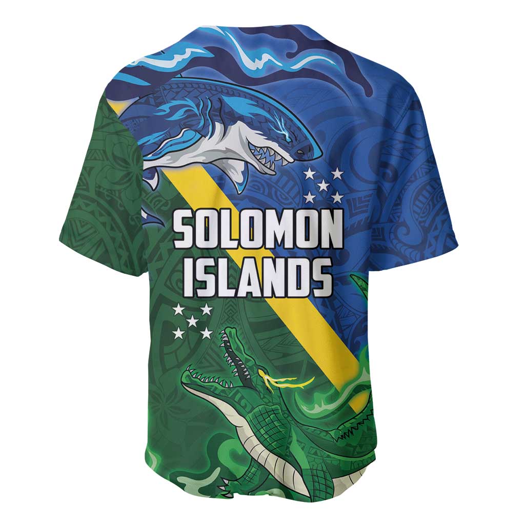 Solomon Islands Polynesian Tribal Shark and Crocodile Baseball Jersey