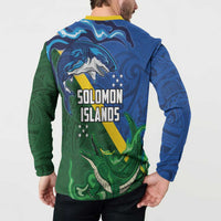 Solomon Islands Polynesian Tribal Shark and Crocodile Button Sweatshirt