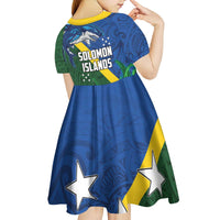 Solomon Islands Polynesian Tribal Shark and Crocodile Kid Short Sleeve Dress