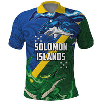 Solomon Islands Polynesian Tribal Shark and Crocodile Polo Shirt LT03 Blue - Polynesian Pride