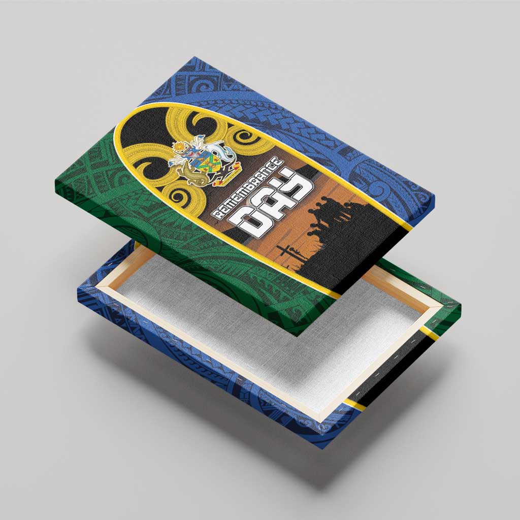 Solomon Islands Remembrance Day Canvas Wall Art Lest We Forget and Polynesian Tattoo Pattern