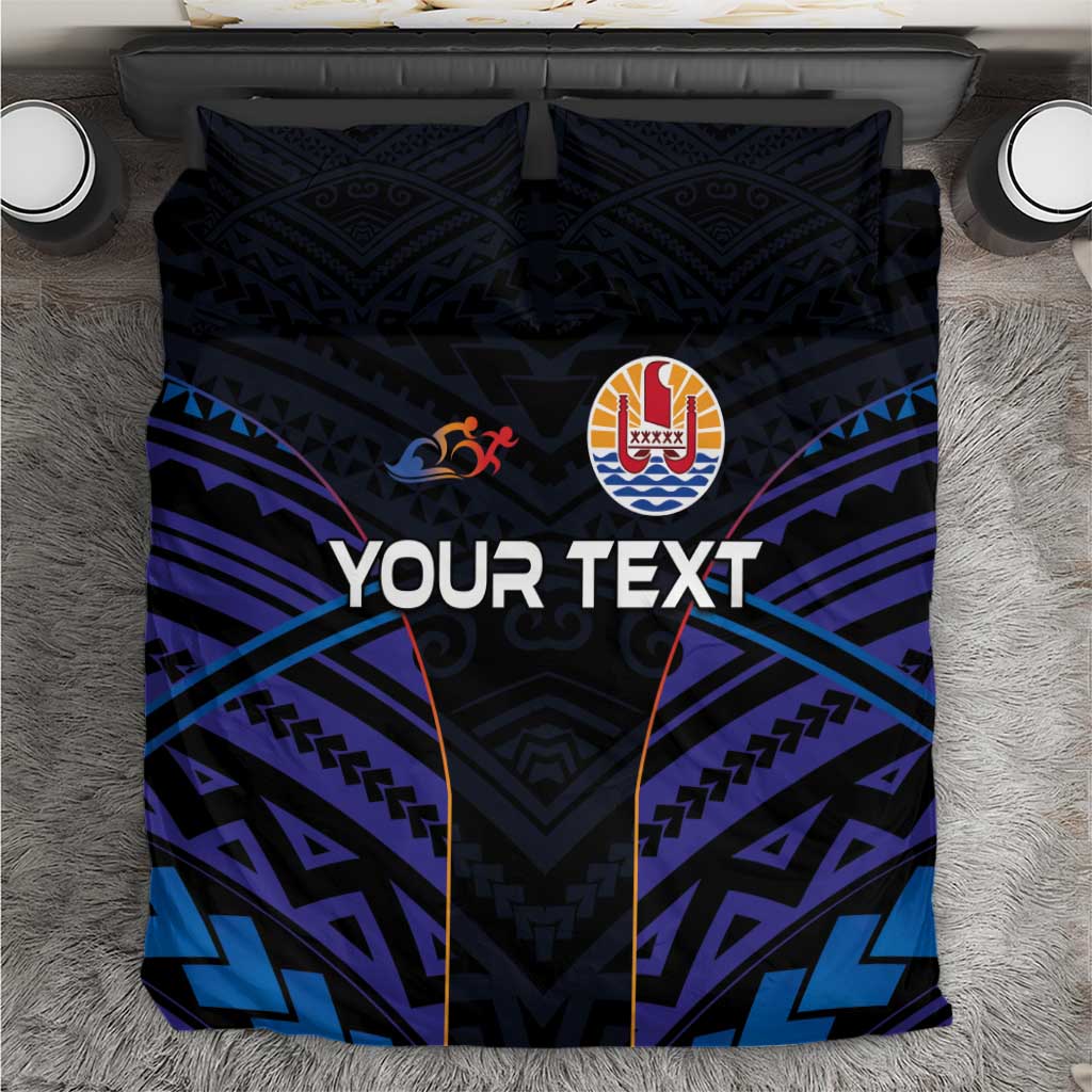 Personalised Tahiti Triathlon Polynesian Pattern Bedding Set LT03 Black - Polynesian Pride