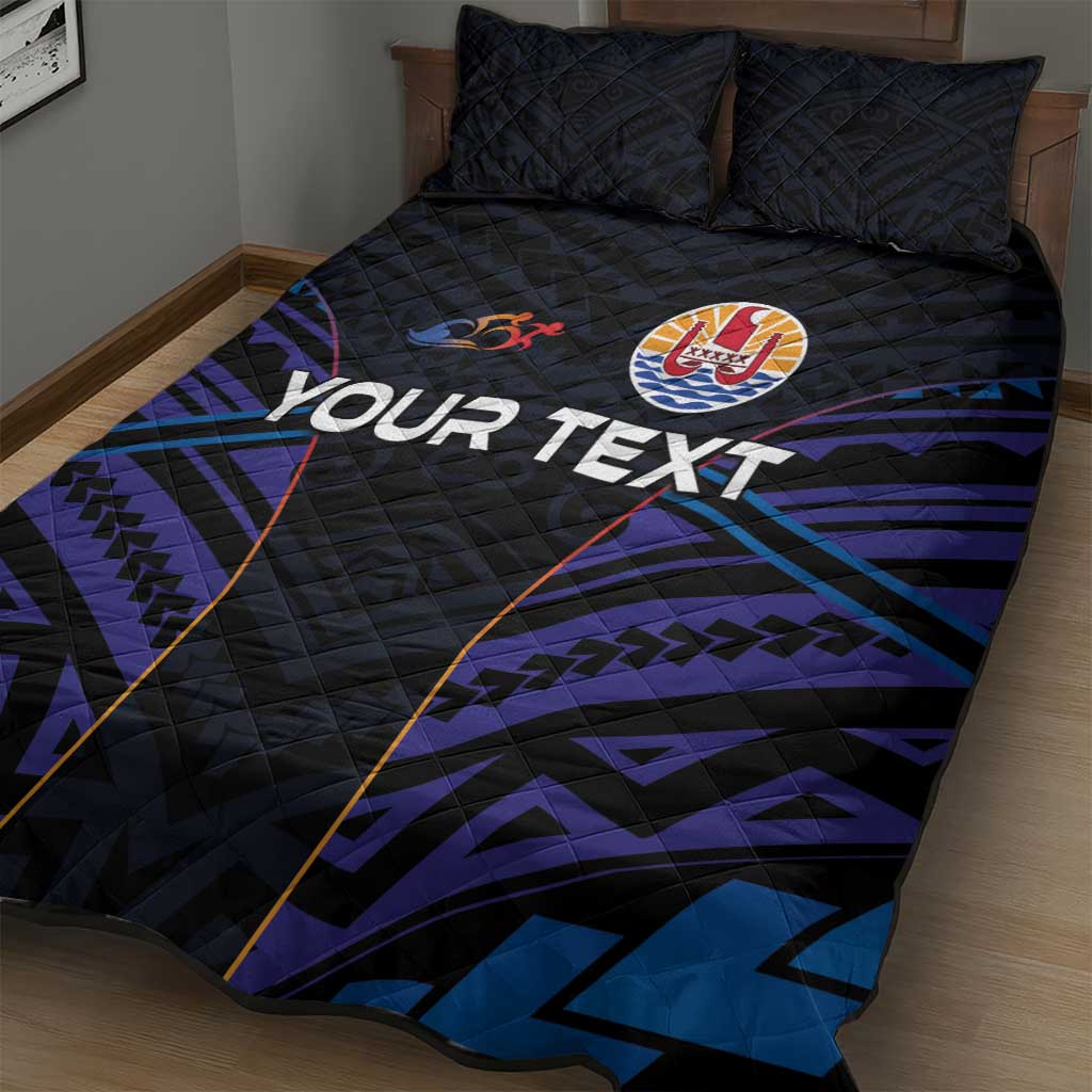 Personalised Tahiti Triathlon Polynesian Pattern Quilt Bed Set
