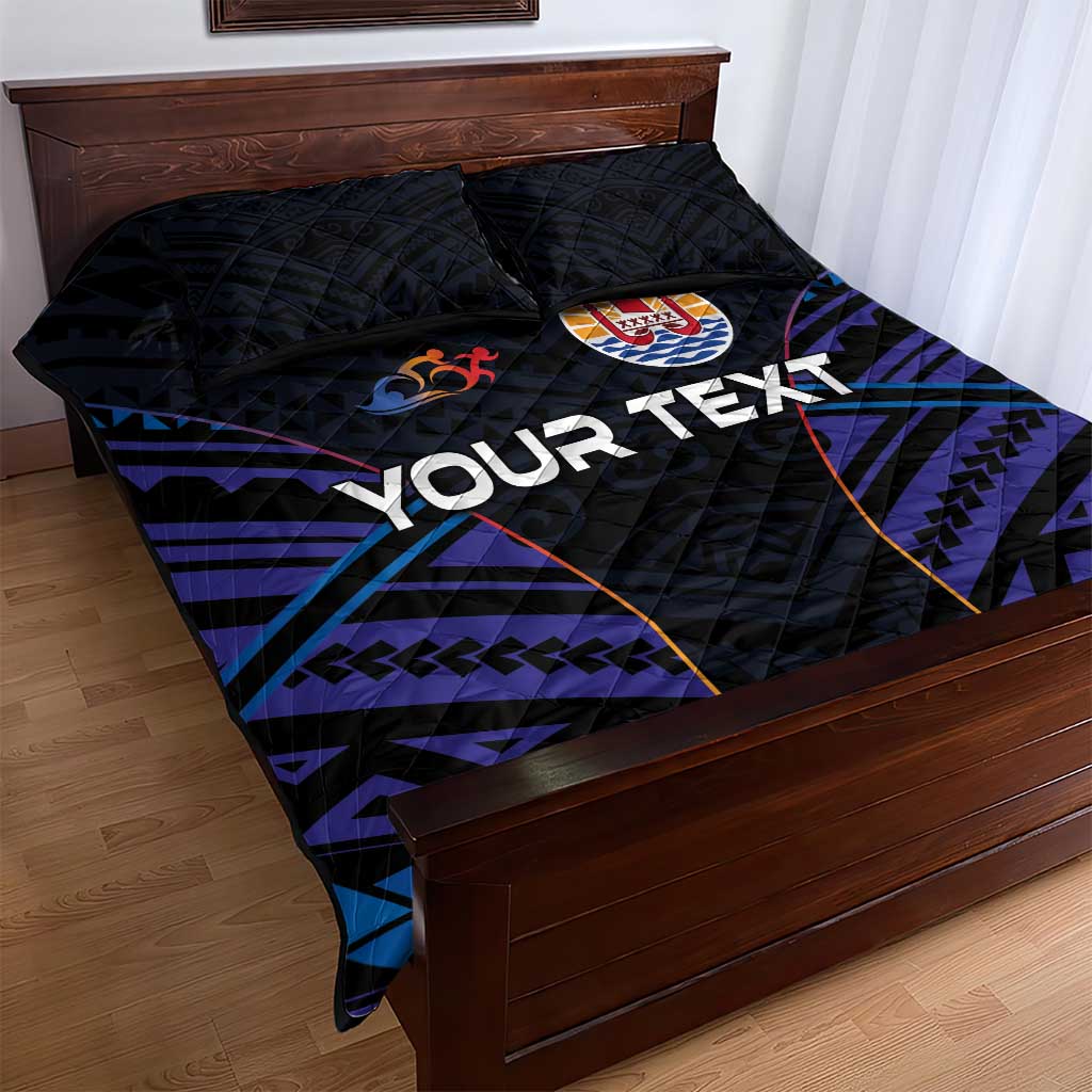 Personalised Tahiti Triathlon Polynesian Pattern Quilt Bed Set